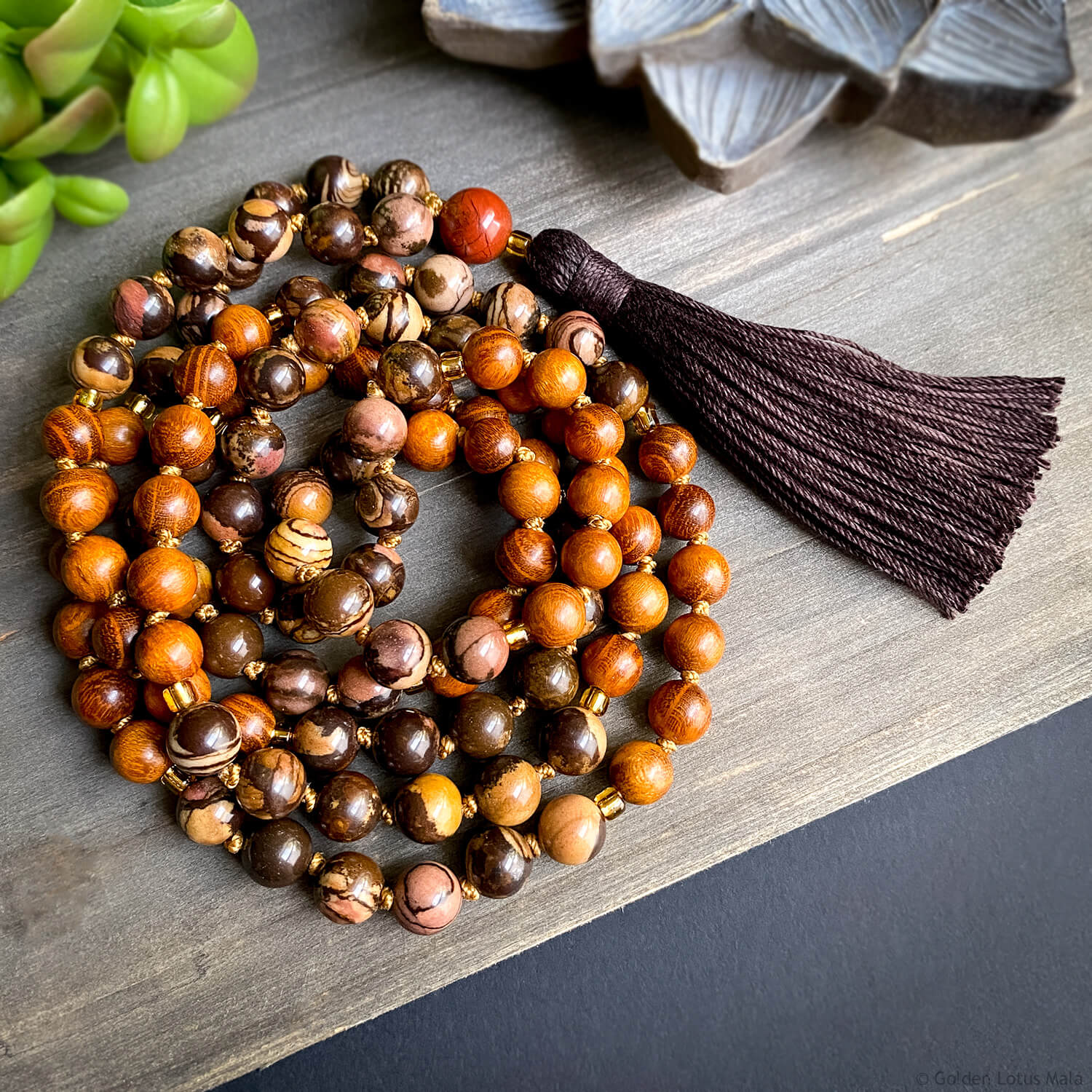 Sacred Earth Mala - Outback Jasper & Redwood
