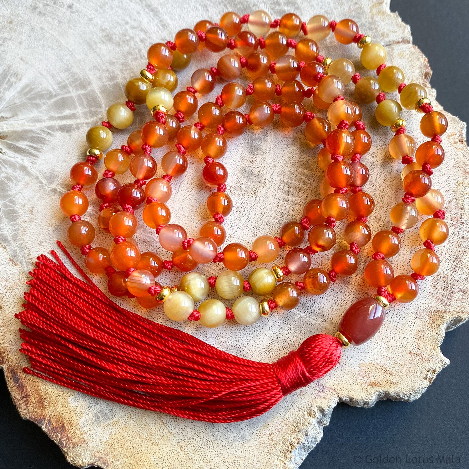 I Am Focused Mala - Carnelian & Tigers Eye
