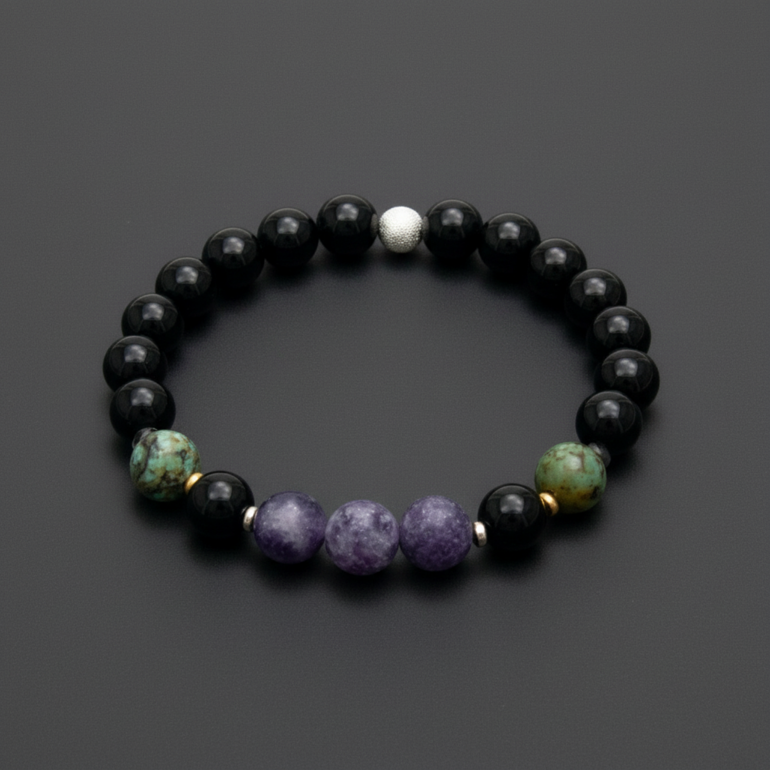 Quiet Mind Bracelet - Lepidolite & Onyx