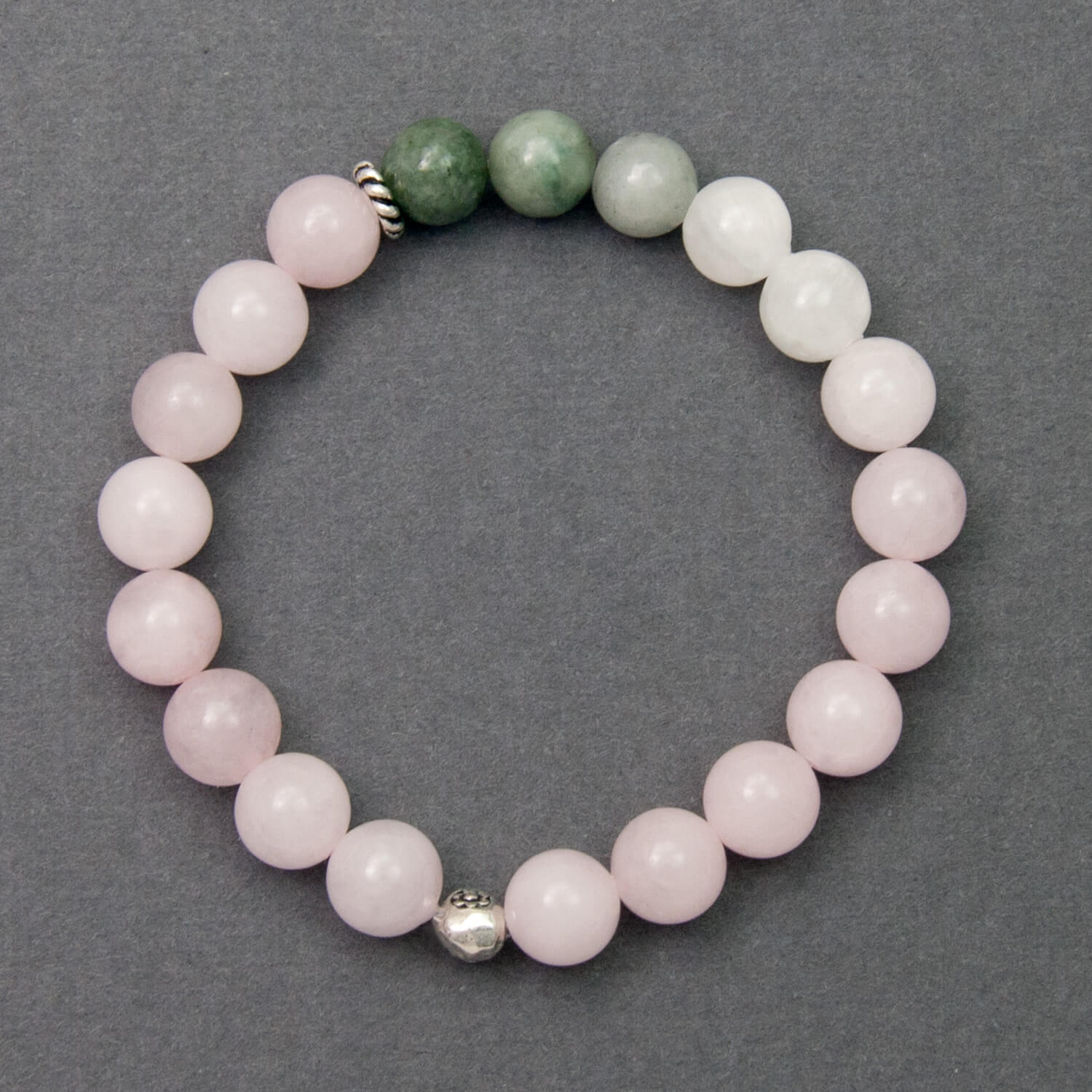 Inner Peace Bracelet - Rose Quartz, Burma Jade, Selenite