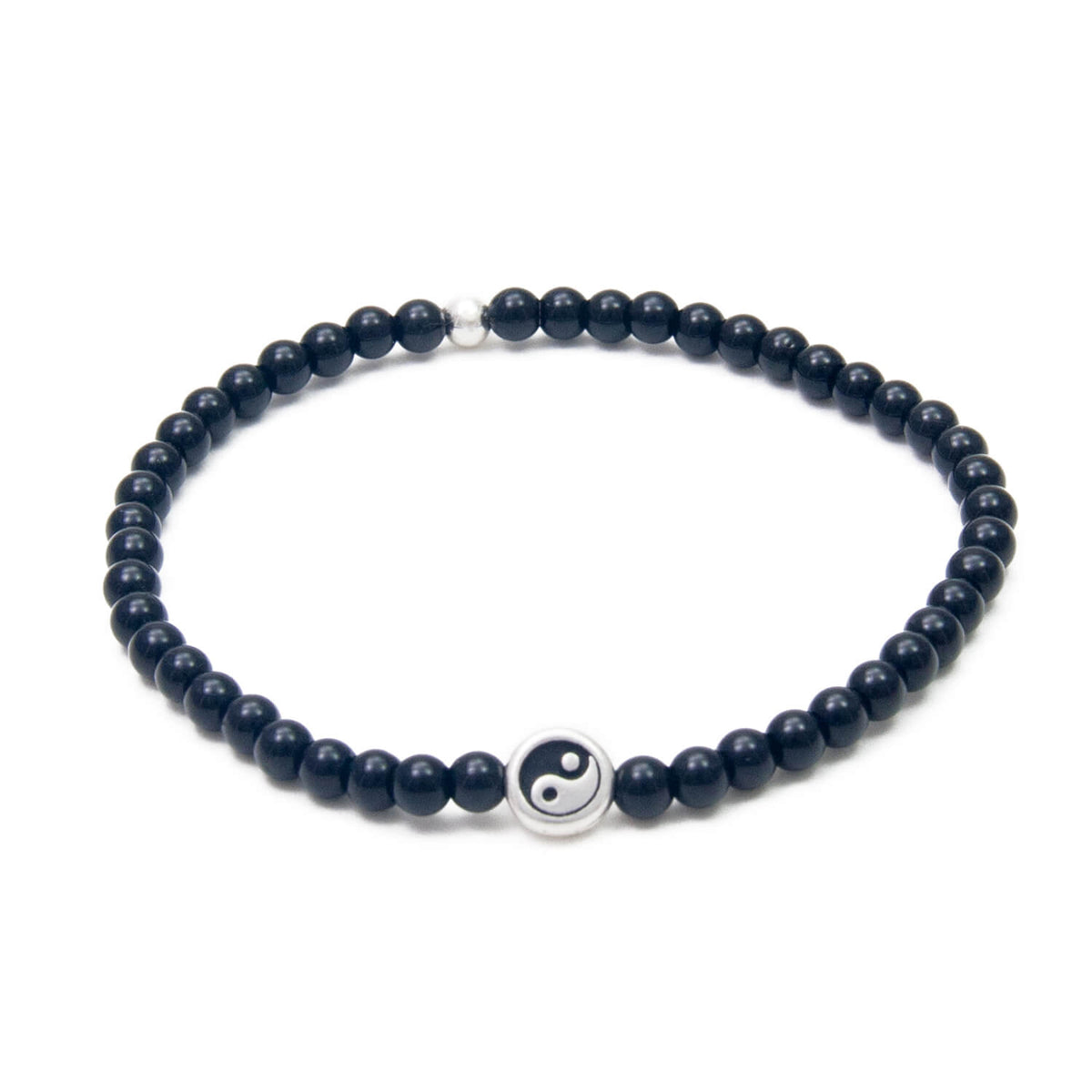 Onyx Dainty Bracelet with Yin Yang Charm, Balance