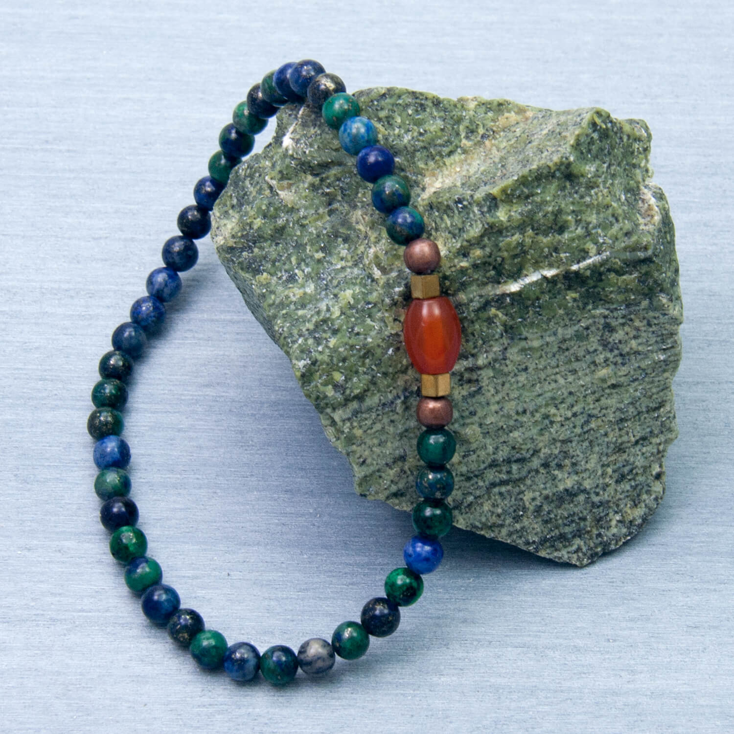 Azurite and Carnelian Delicate Bracelet, Intuition and Creativity