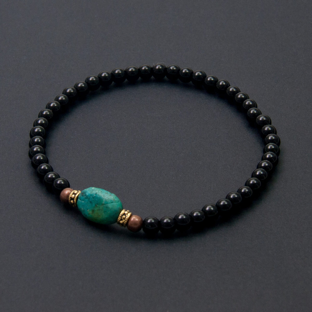 Onyx and Turquoise 4mm Bracelet