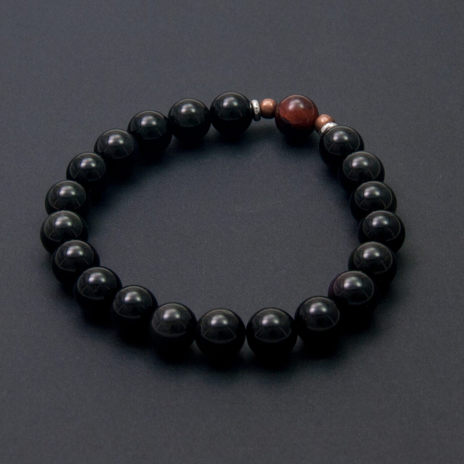 Obsidian Bracelet with Red Tiger Eye