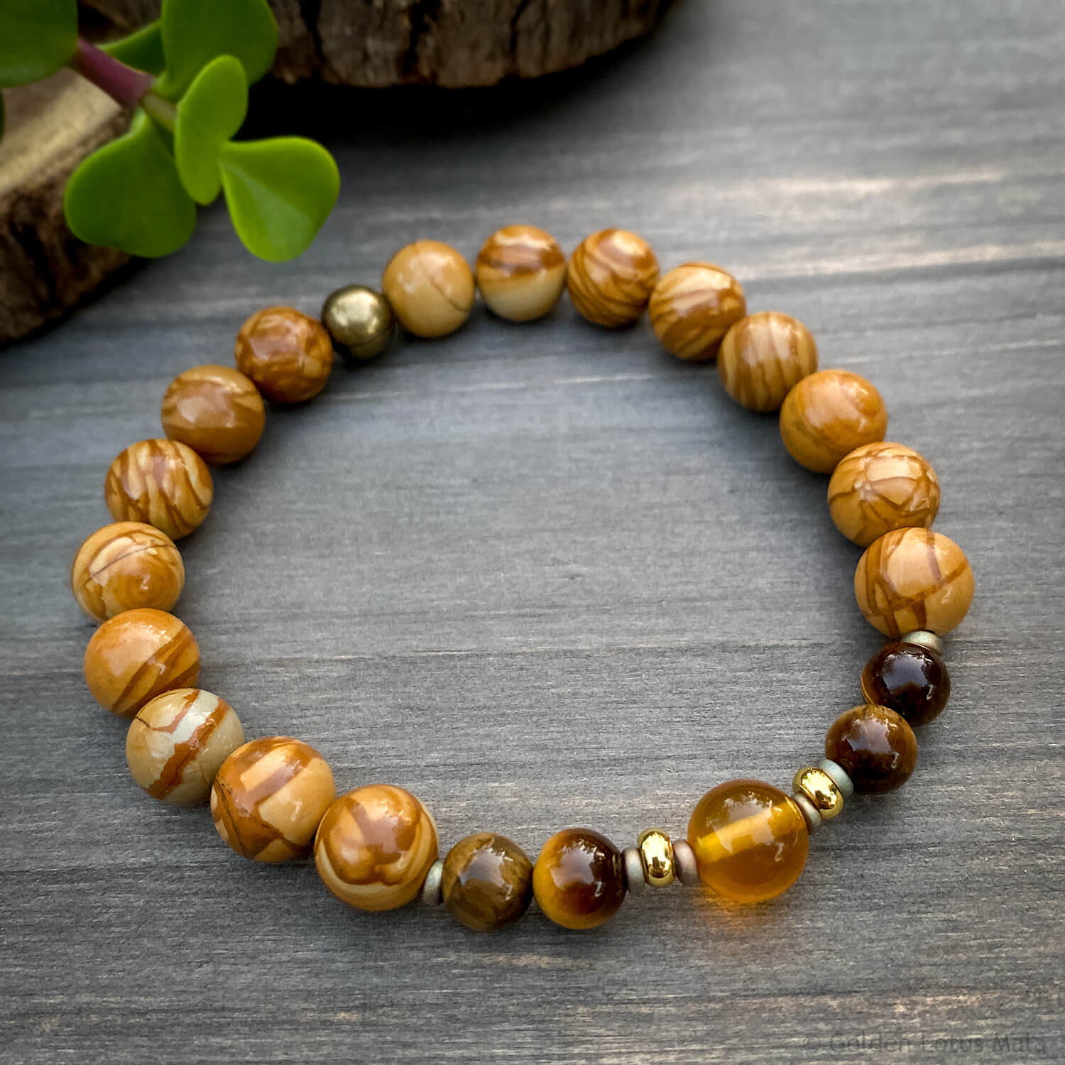 Earth’s Flame Bracelet - Baltic Amber, Jasper, Tiger Eye