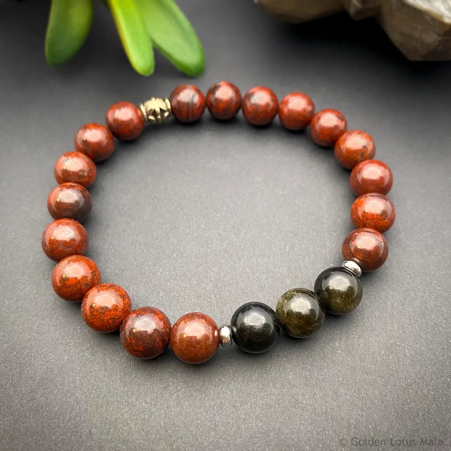 Red Tiger Iron & Golden Obsidian Bracelet – Motivation