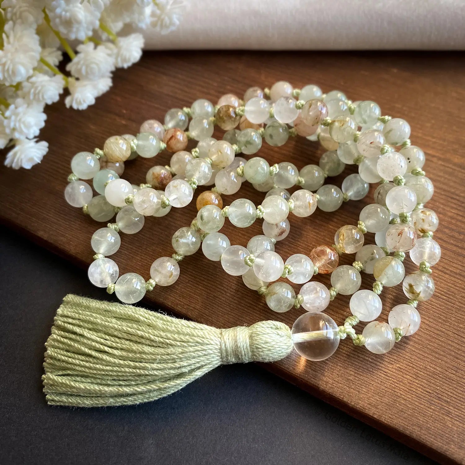 Lodolite & Quartz Mala Necklace - Clarity & Peace