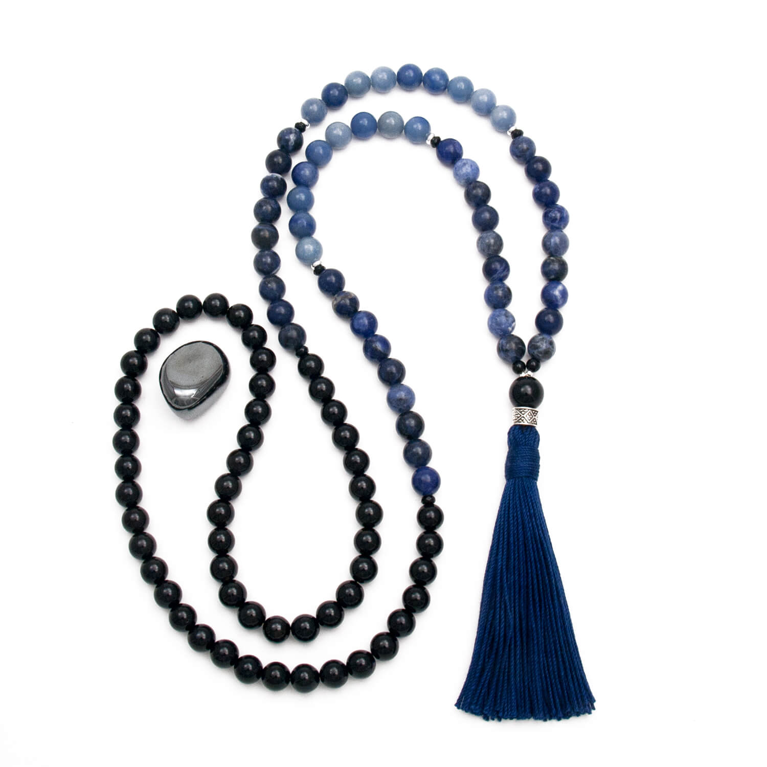 Sodalite, Aventurine, Onyx Mala Necklace | Golden Lotus Mala