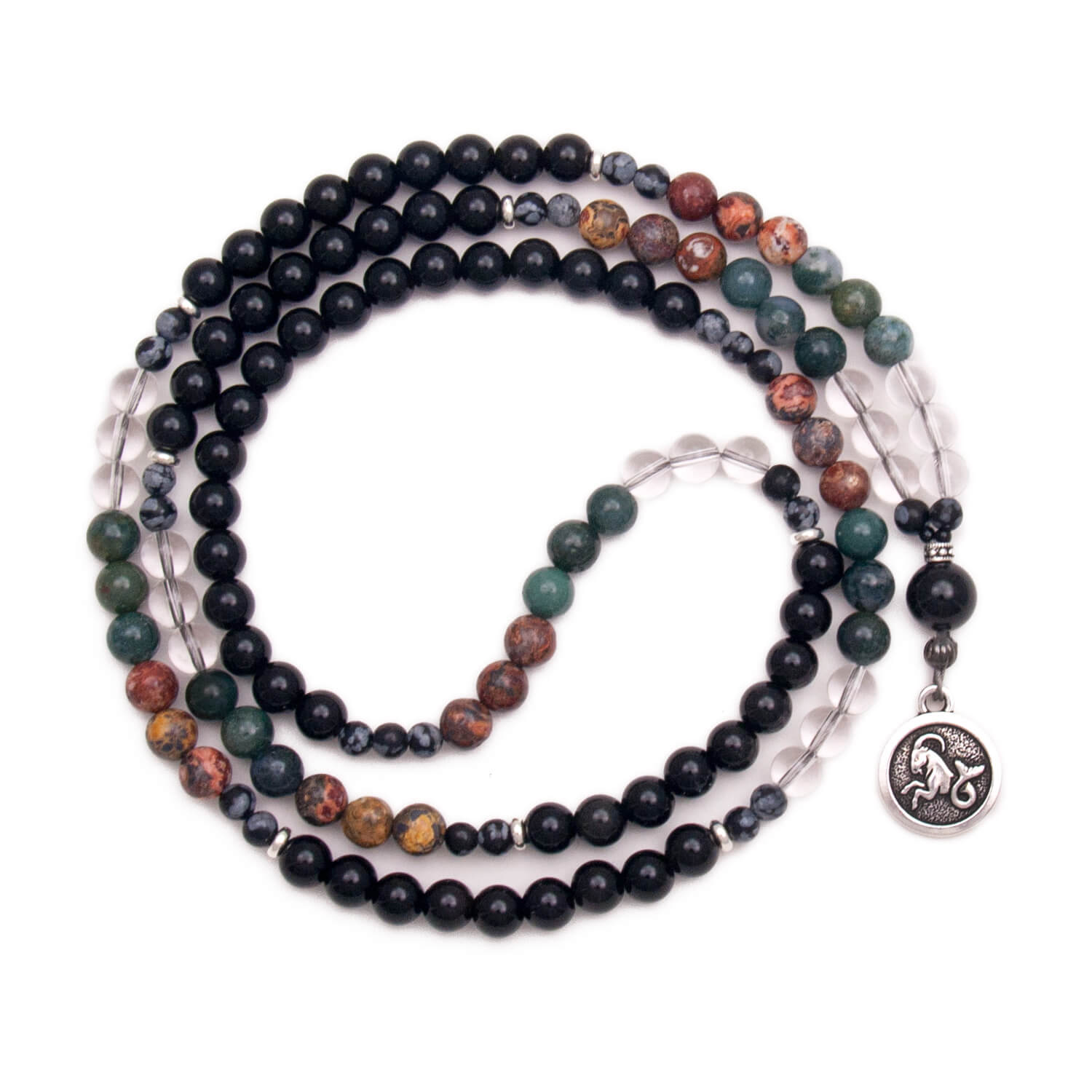 Capricorn Mala - Jasper, Quartz, Moss Agate