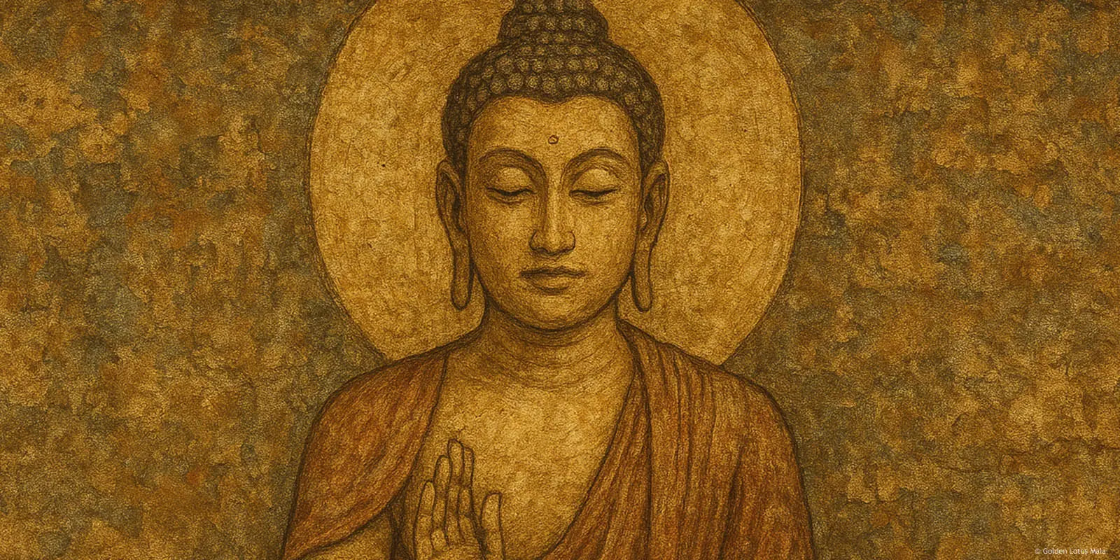 An antique picture of the Buddha sitting in meditation pose.