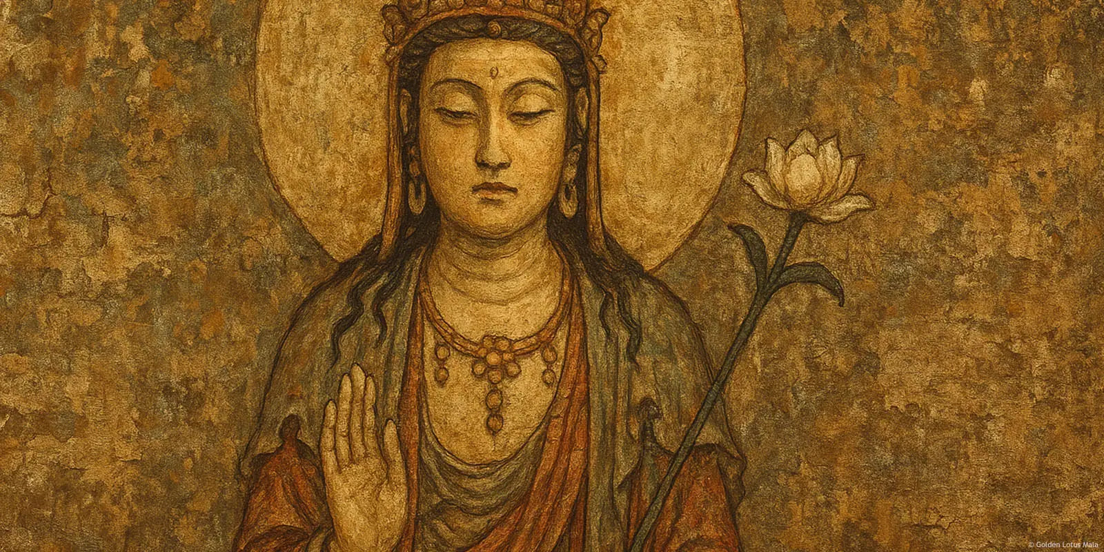 An antique picture of Guanyin.