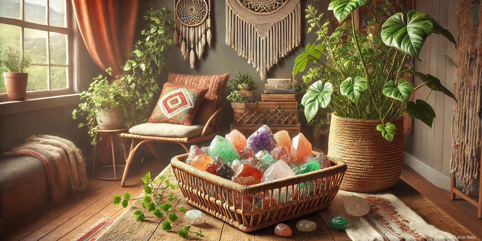 Gemstones in a basket