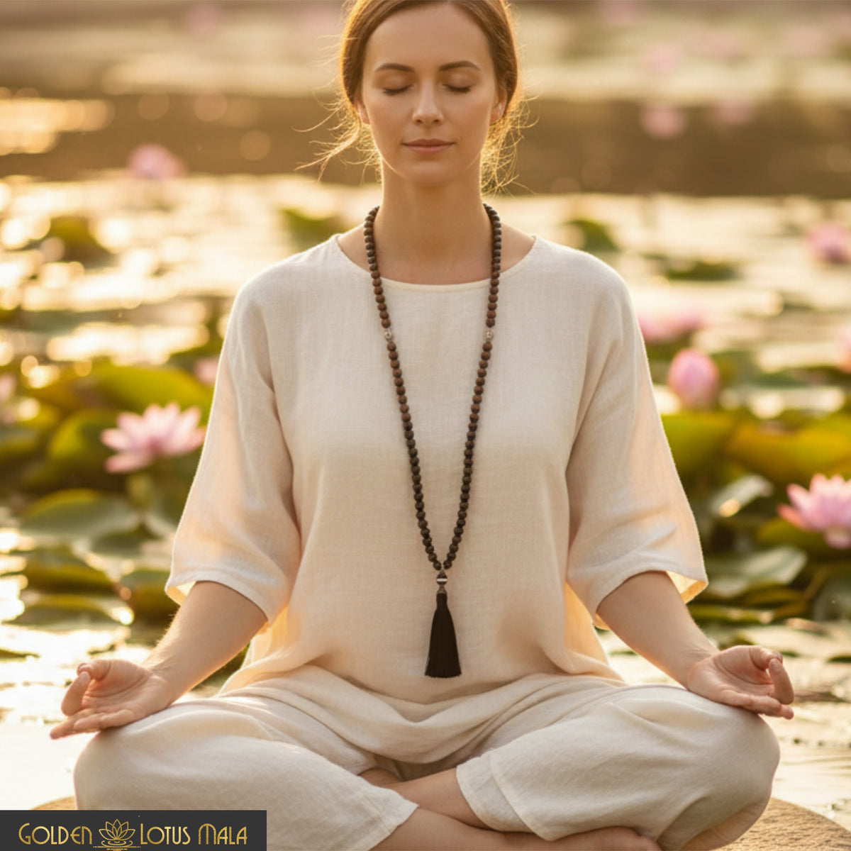 Eye of Clarity Mala - Ebony, Rosewood, Tibetan Dzi