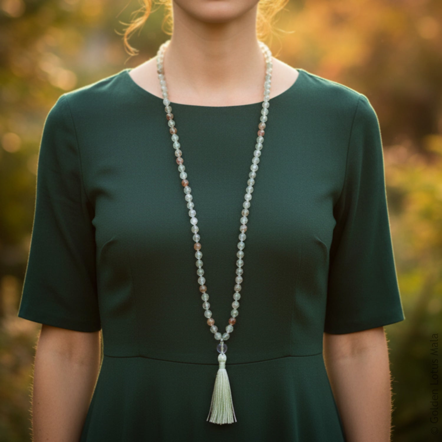 Lodolite & Quartz Mala Necklace - Clarity & Peace