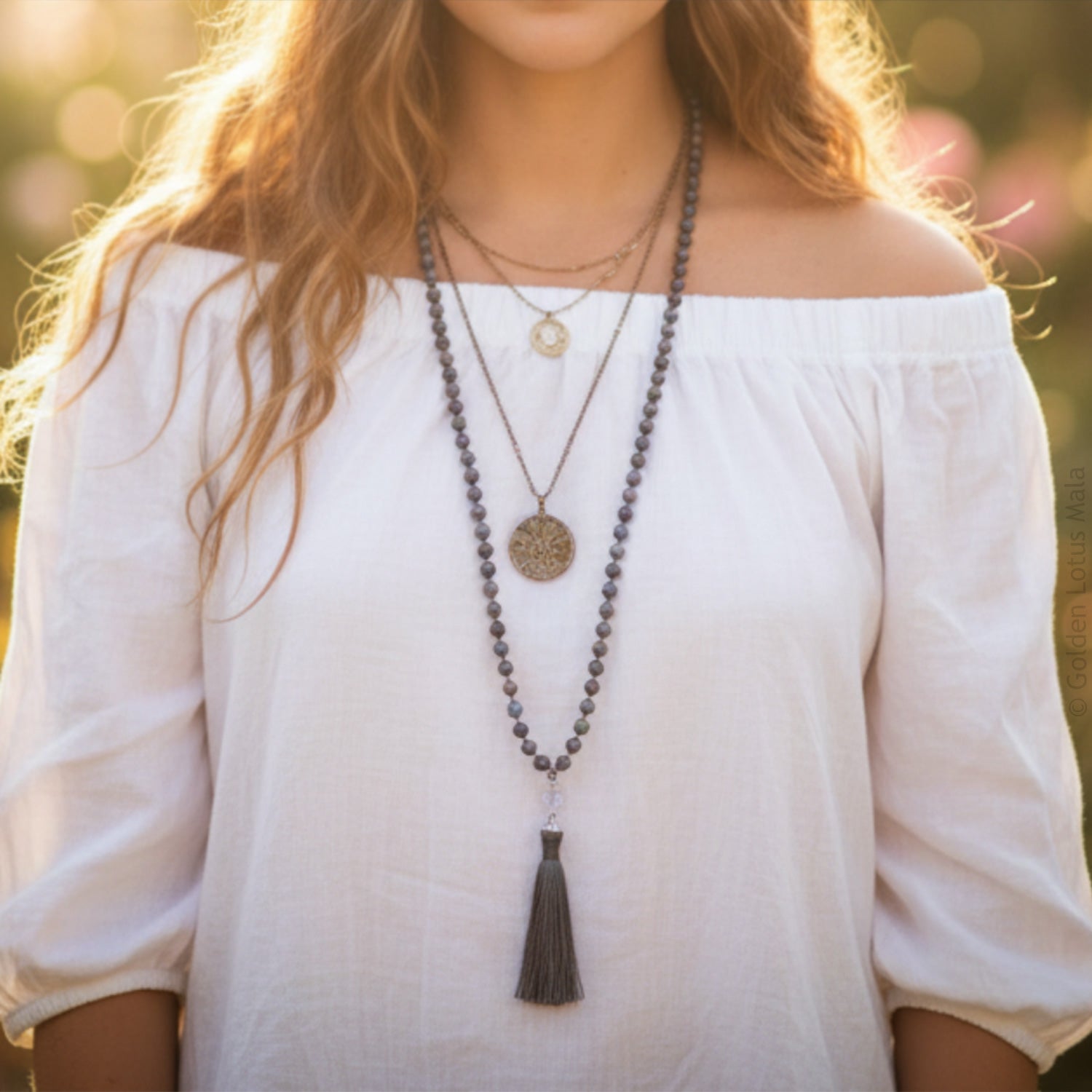 Heart-Centered Mala Ruby Kyanite Fuchsite