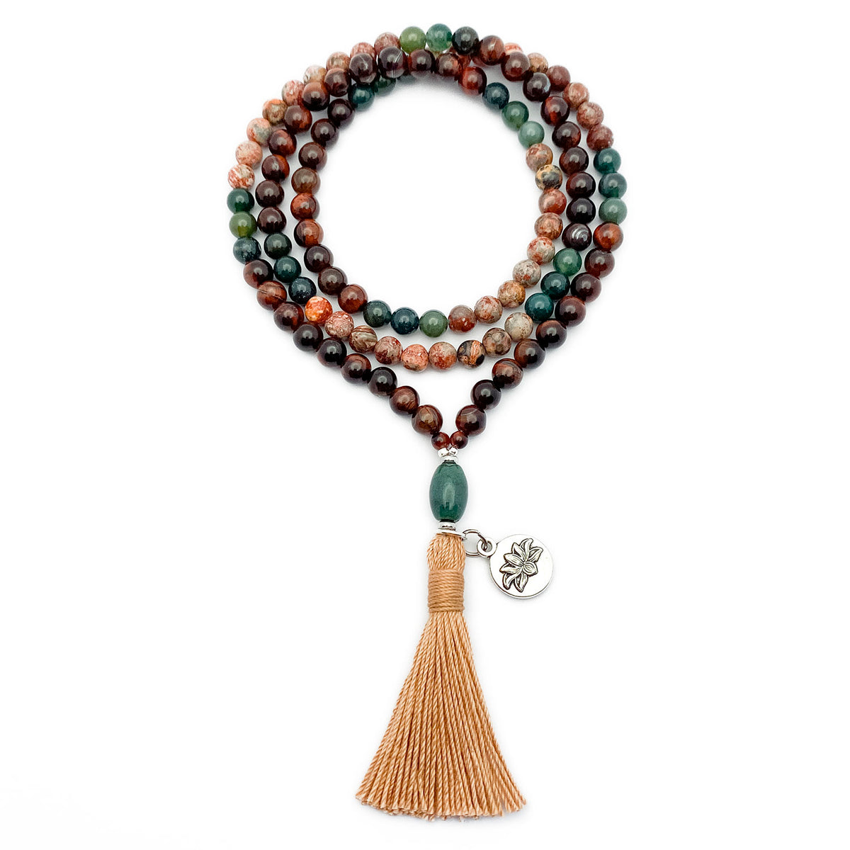 Silver Lotus Mala Necklace