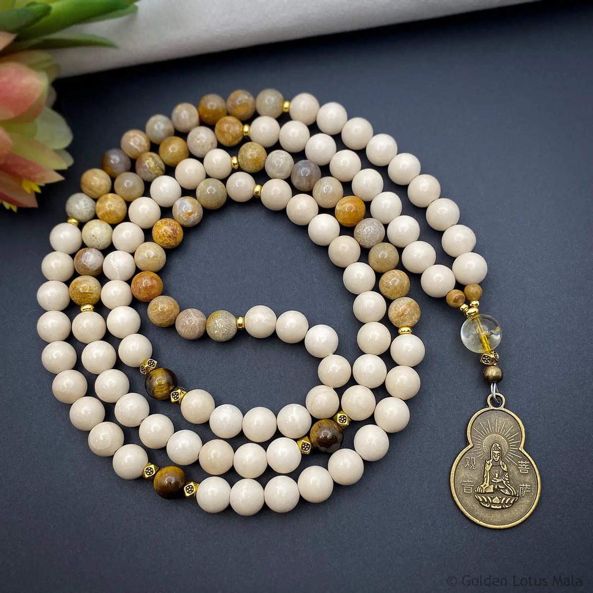 Guan Yin Mala Beads Necklace - Compassion &amp; Renewal