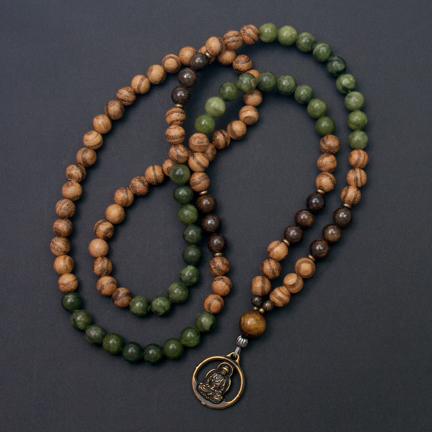 Karmic Effects Mala - Canadian Jade, Bronzite, Sandalwood