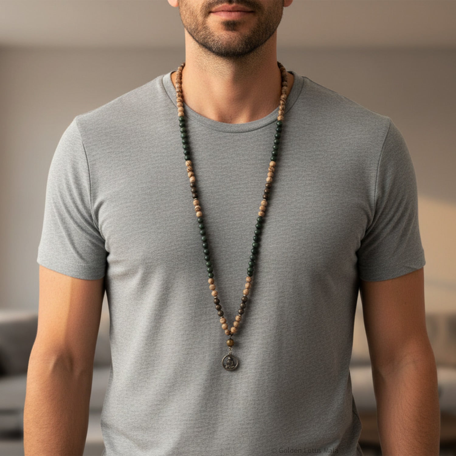 Karmic Effects Mala - Canadian Jade, Bronzite, Sandalwood