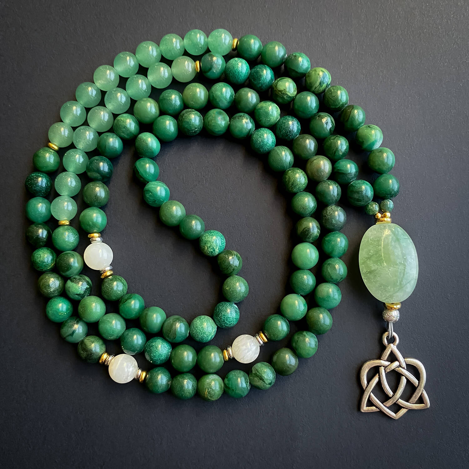 Renewal Mala - Celtic Heart, Jade and Aventurine