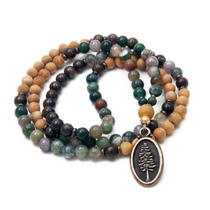 Wanderlust Mala - Sandalwood, Bronzite, Jasper