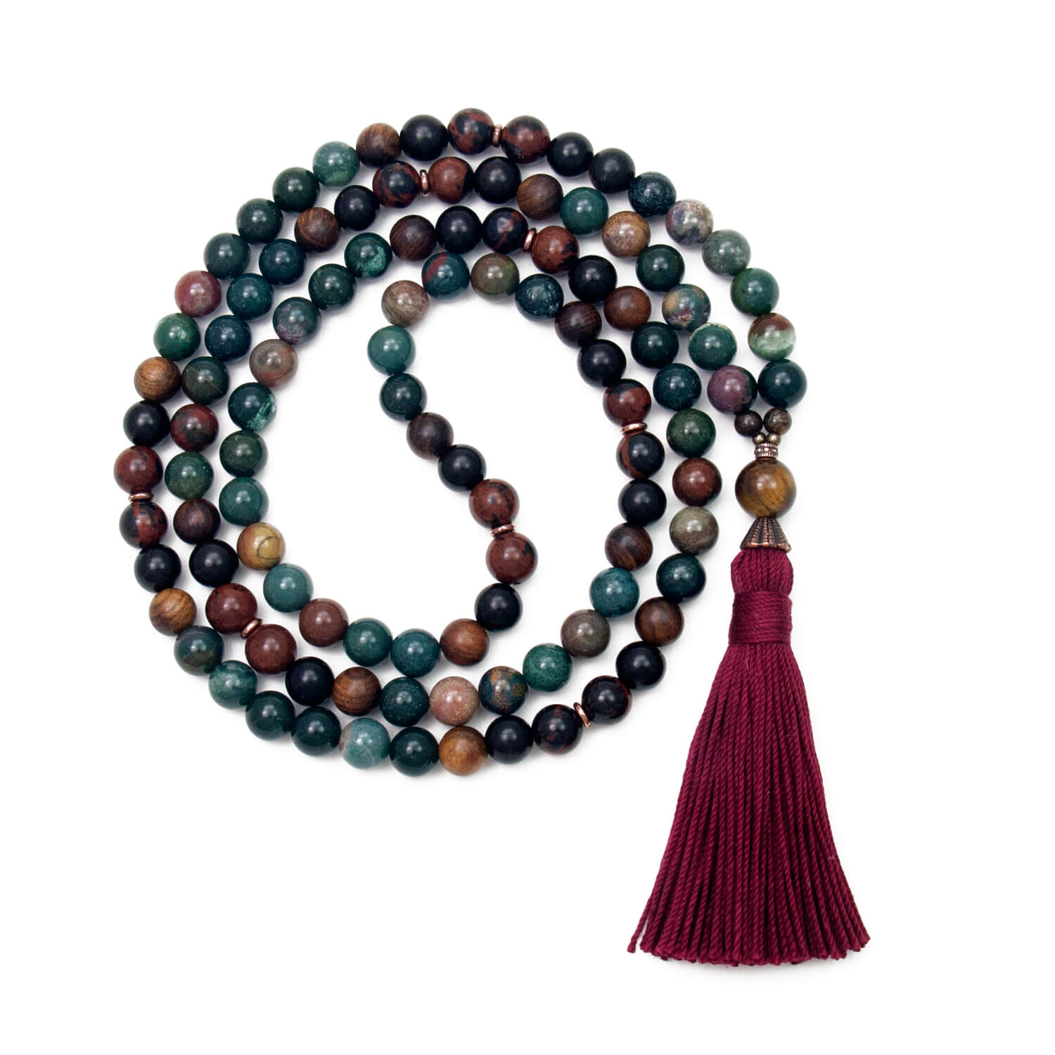 I Am At Peace Mala - Bloodstone, Obsidian, Tiger Eye