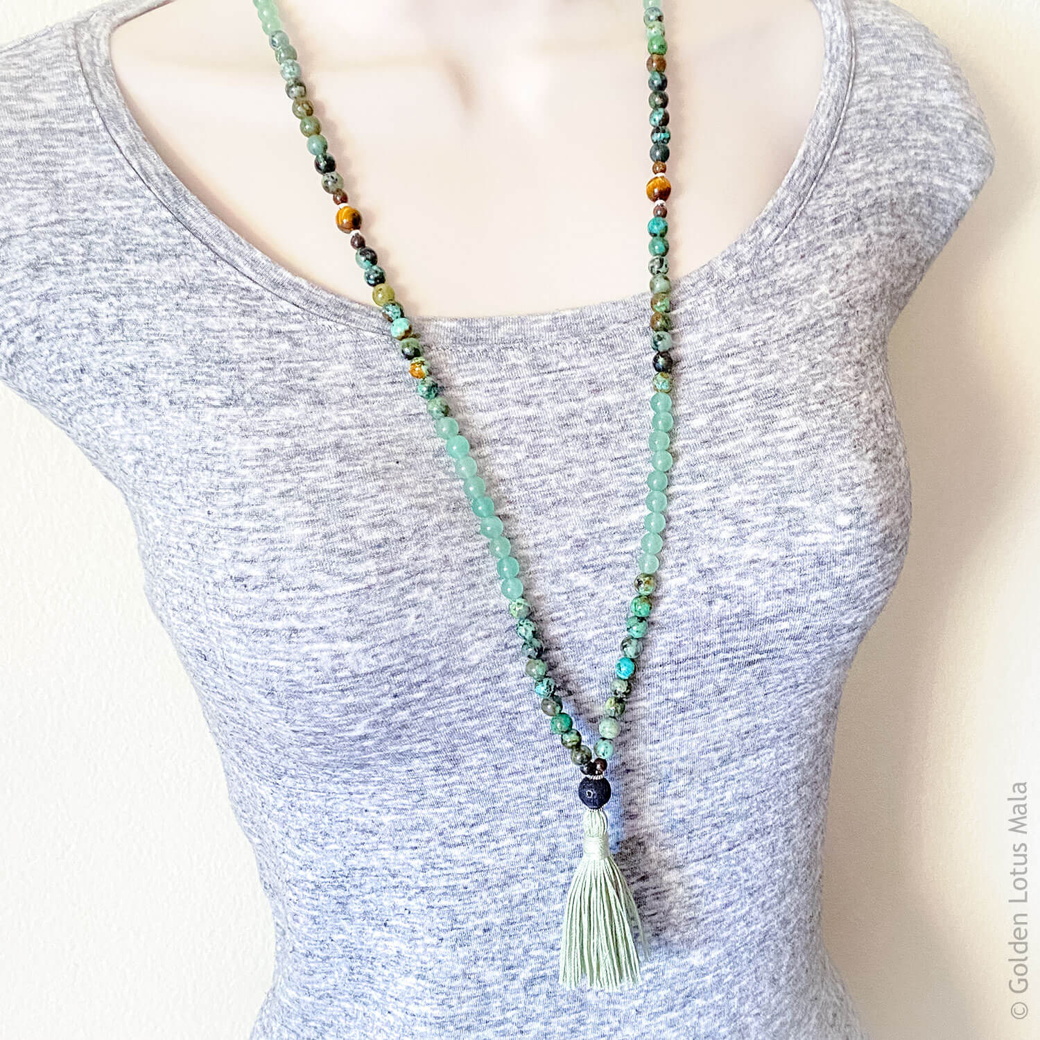 Serene Soul Mala - African Turquoise, Aventurine, Tiger Eye