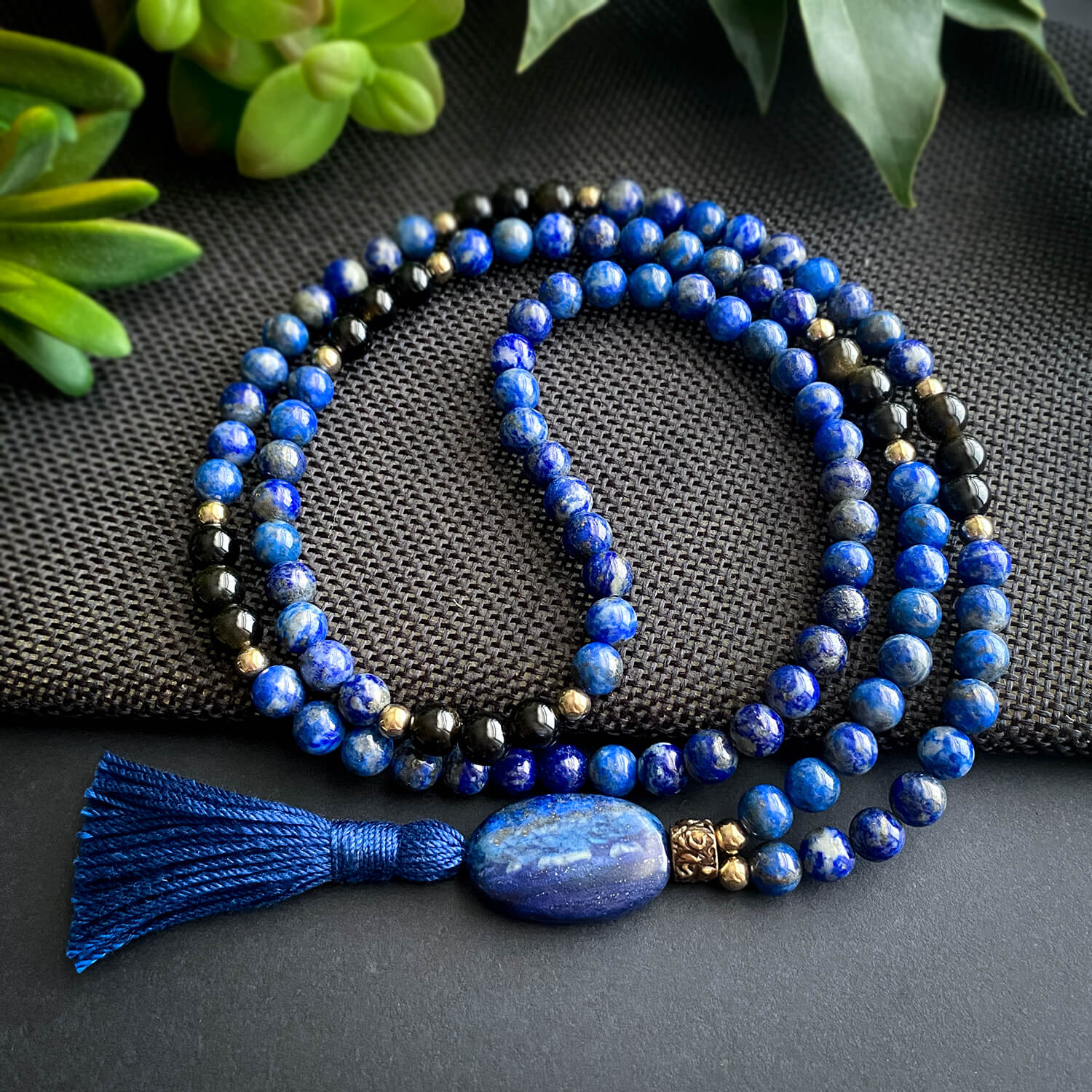 Buy Tibetan Mantra Lapis Lazuli Stone Japa Mala, Prayer Bead, Prayer Mala,  Endless Knot, Om Mani Padme Hum Online in India - Etsy