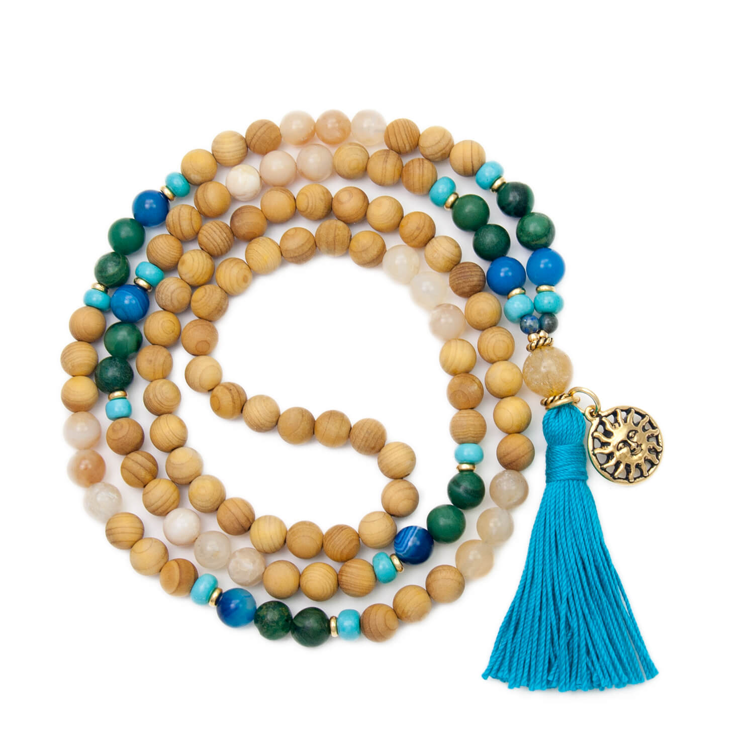 Solstice Mala, Sandalwood, Jade and Agate