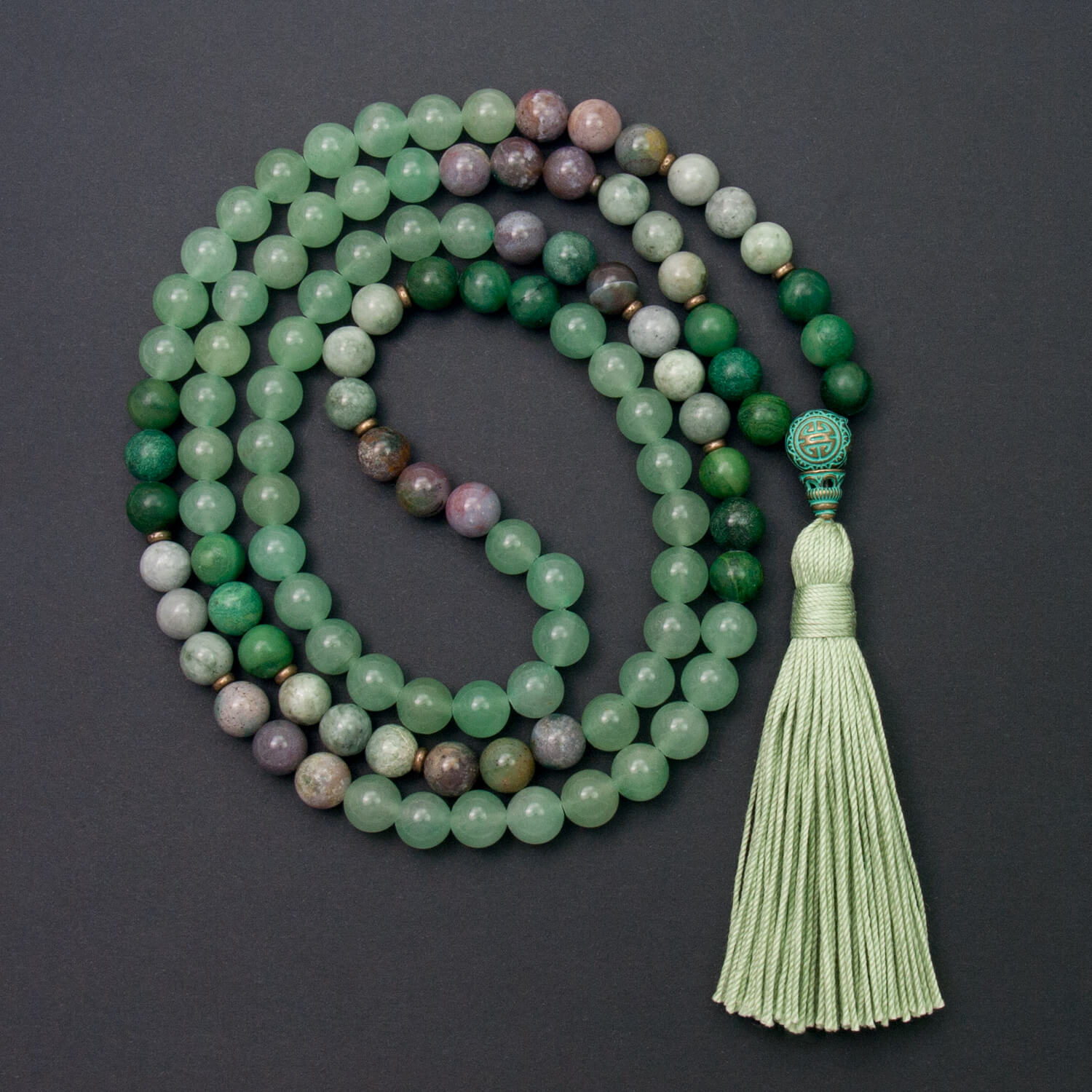 Abundant Blessings Mala, Aventurine, Jade, Agate