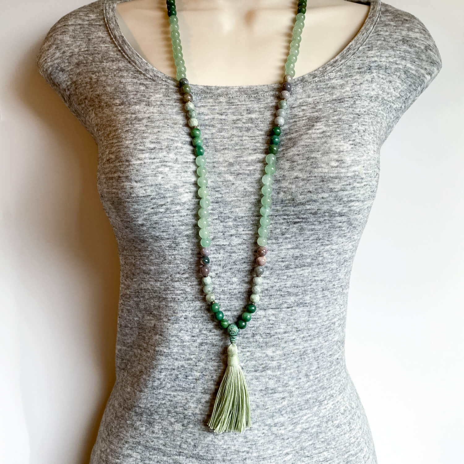 Abundant Blessings Mala, Aventurine, Jade, Agate