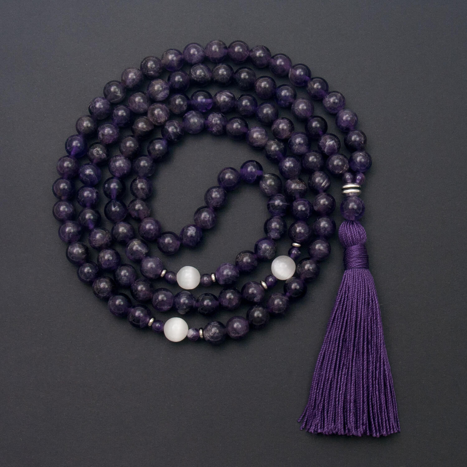 Amethyst Mala with Selenite