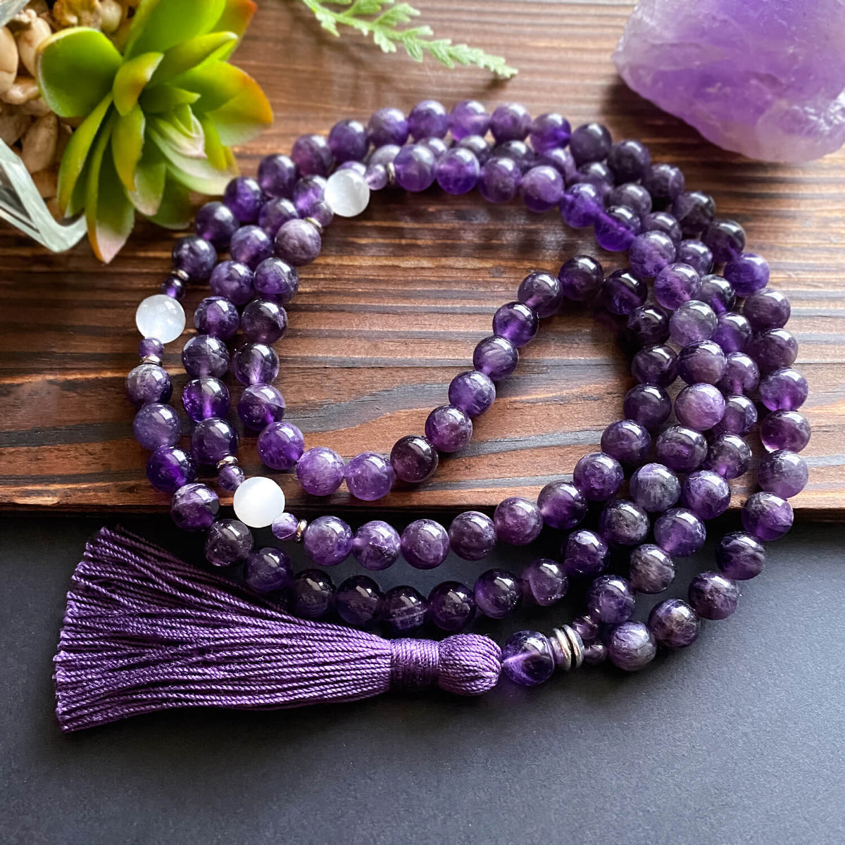 Amethyst Knotted Mala