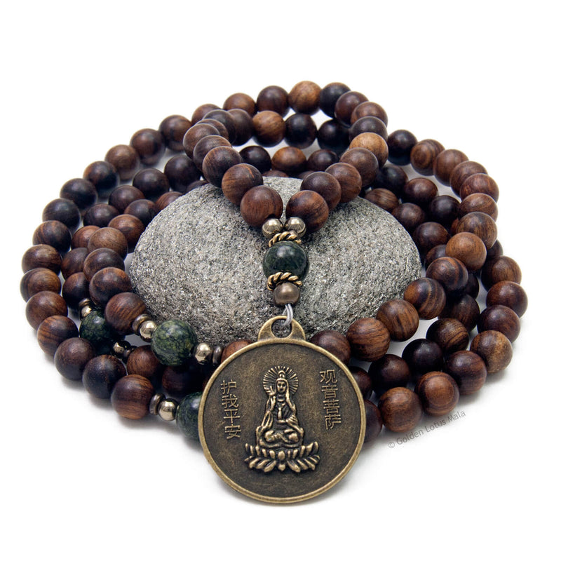 Wood Mala Bead Necklaces - Natural Sandalwood, Rosewood, & More ...