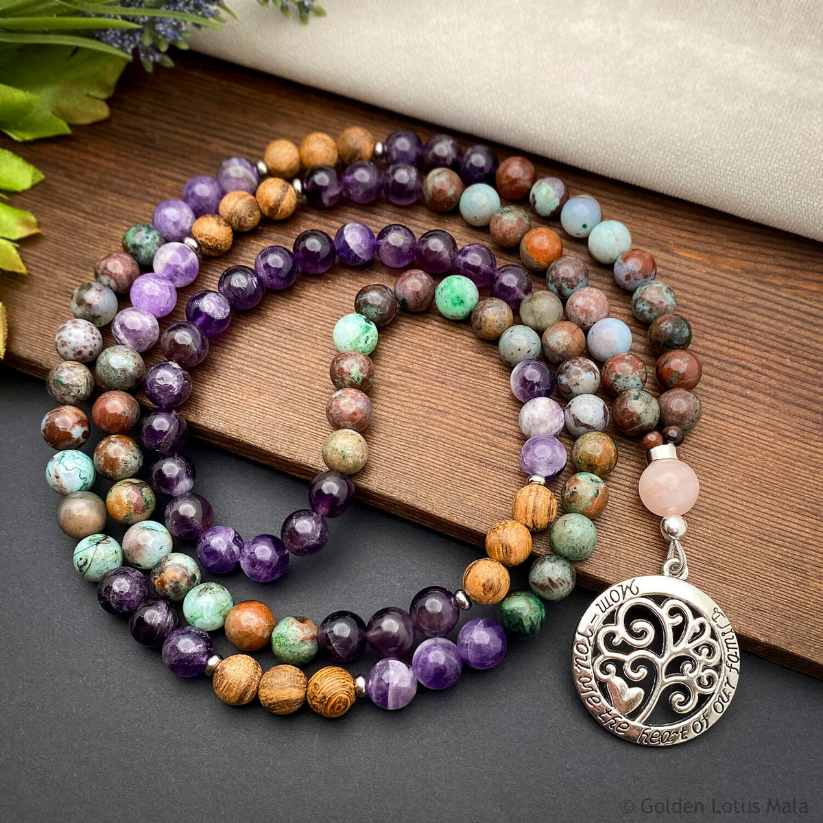 "Mom You Are The Heart of Our Family" Mala Necklace