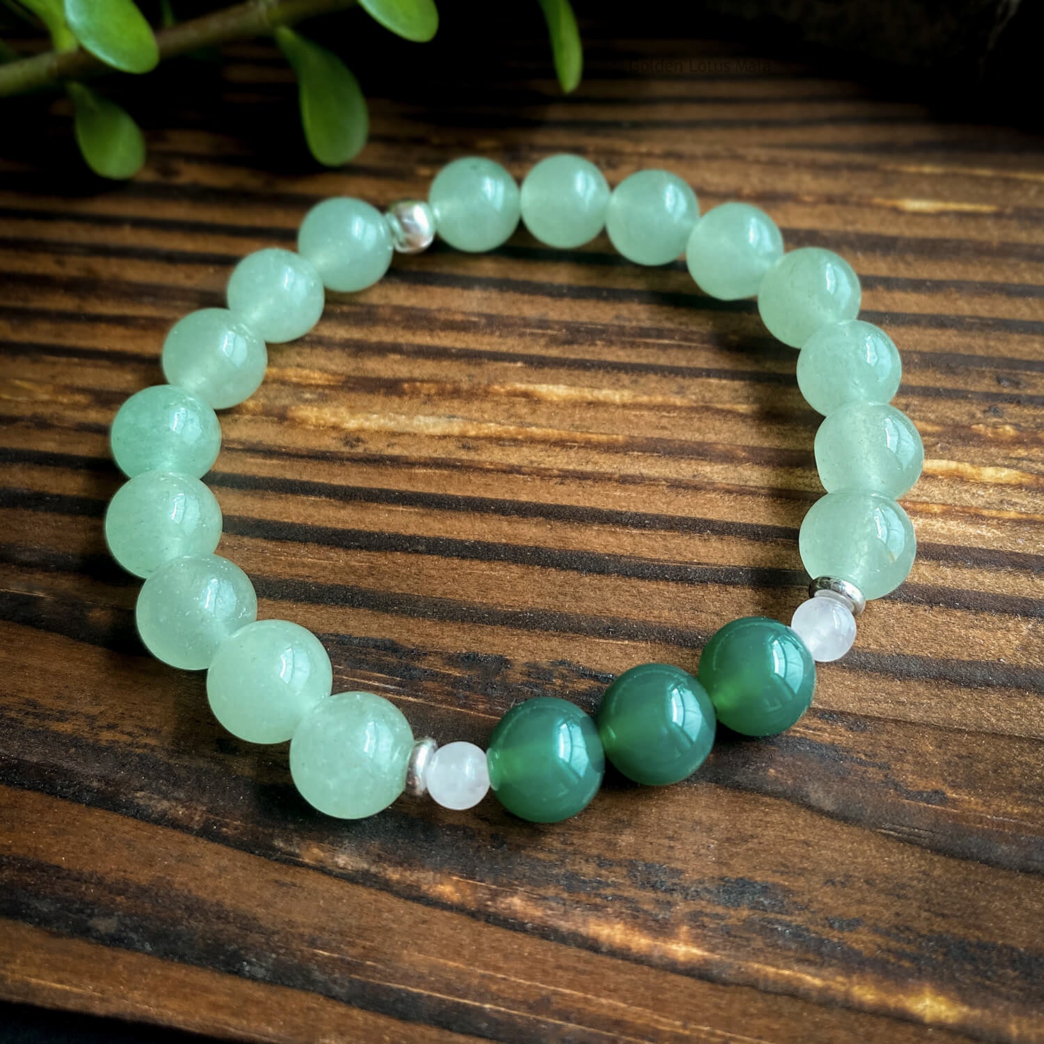 Reiki Charged Original Green Aventurine Crystal Bracelet with Turtle charm  - SoulM