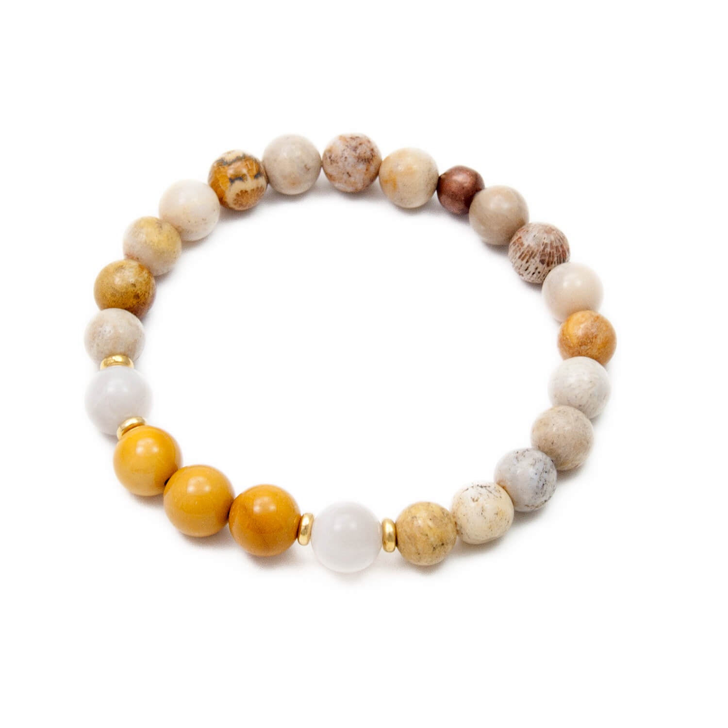 Positive Energy Bracelet - Yellow Jasper, Moonstone, Fossil Jasper