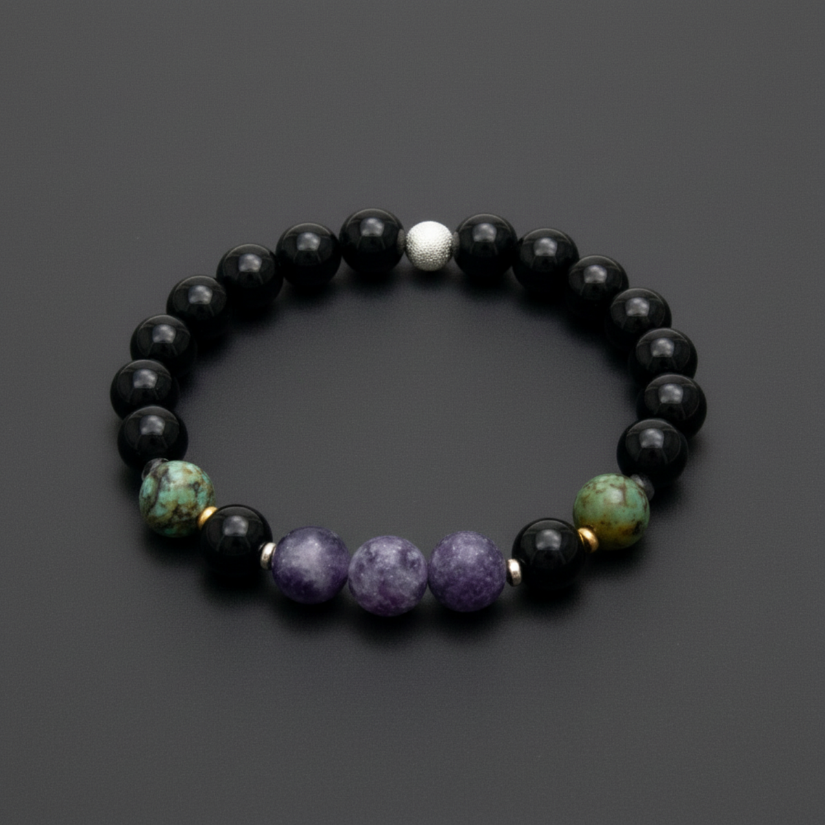 Quiet Mind Bracelet - Lepidolite &amp; Onyx