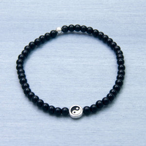 Onyx Dainty Bracelet with Yin Yang Charm, Balance