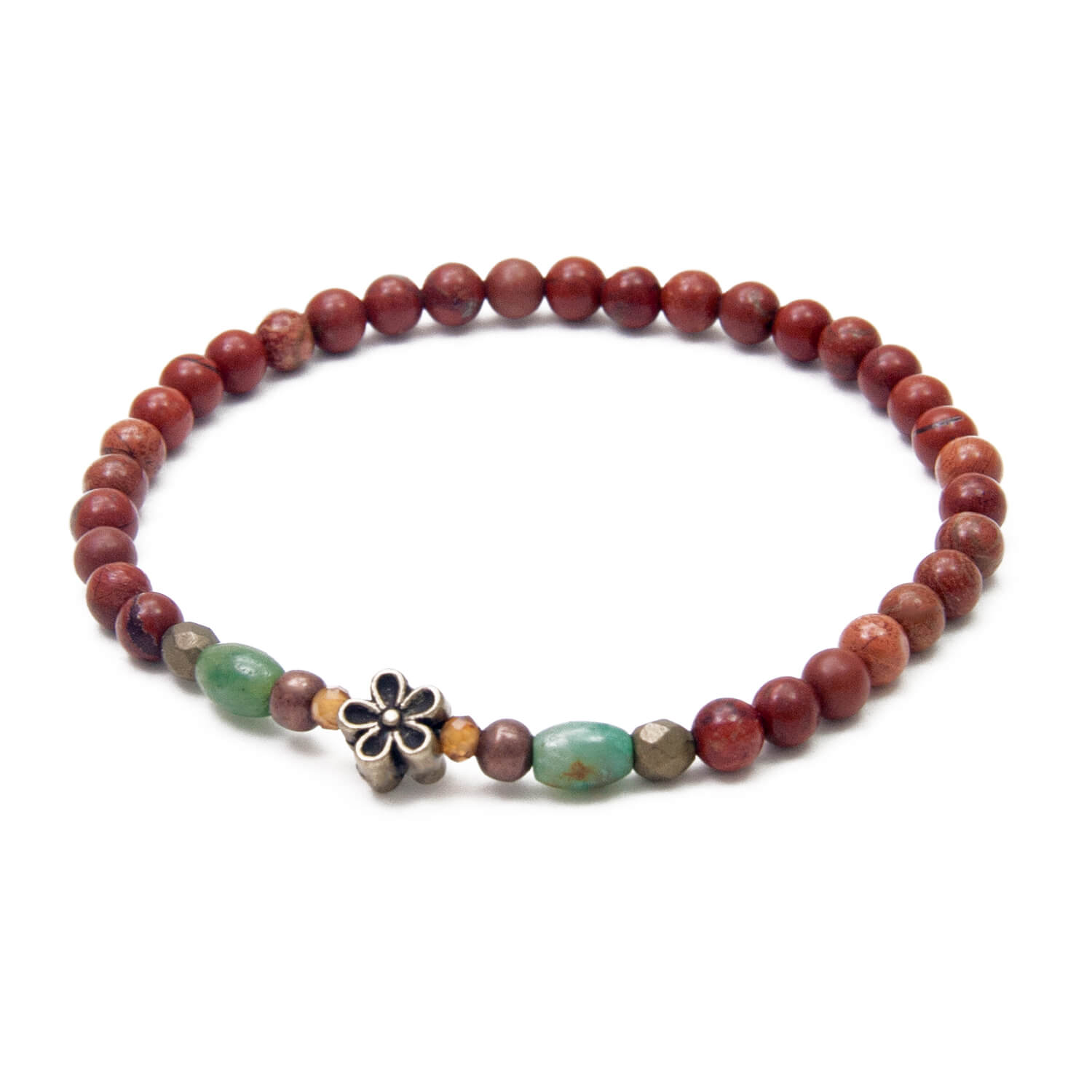 Red Jasper and Jade Bracelet, 4mm