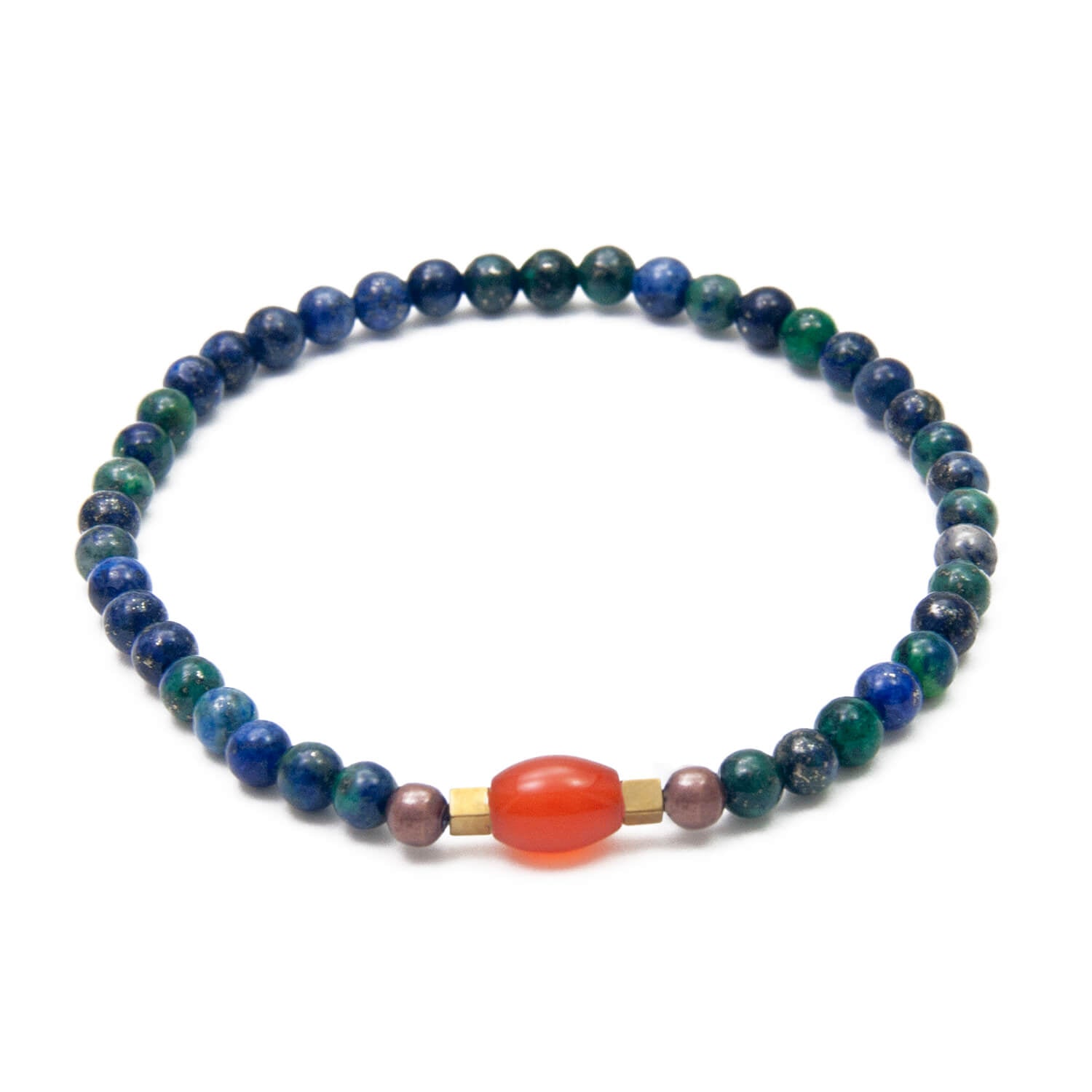 Azurite and Carnelian Delicate Bracelet, Intuition and Creativity
