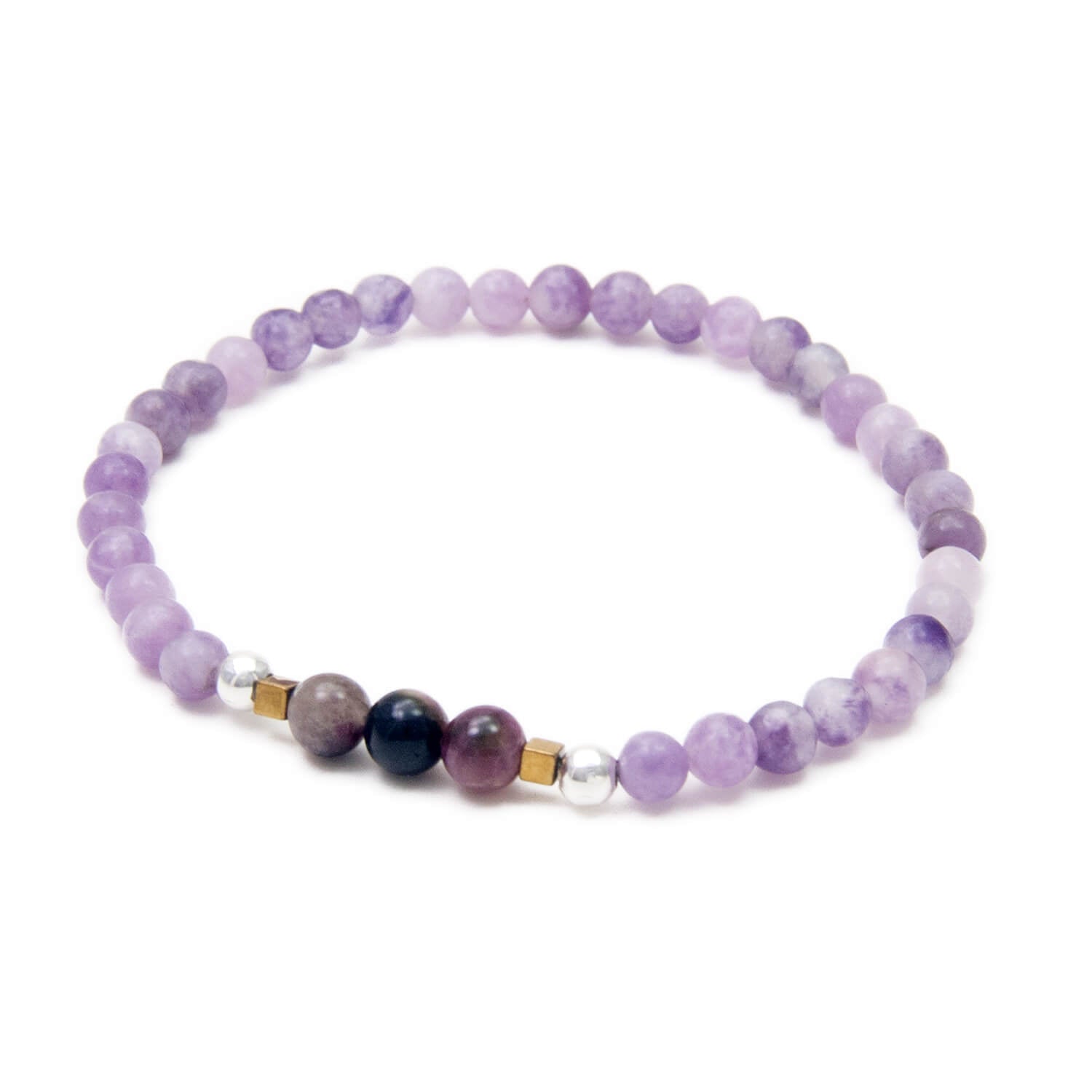 Tourmaline and Lepidolite Mala Bracelet, Peace and Clarity