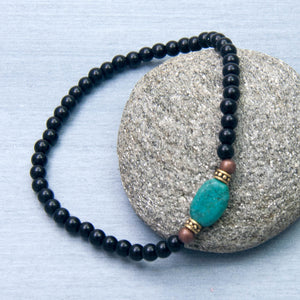 Onyx and Turquoise Dainty Bracelet