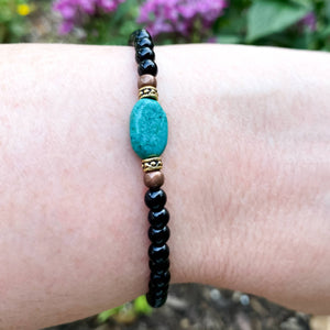 Onyx and Turquoise Dainty Bracelet