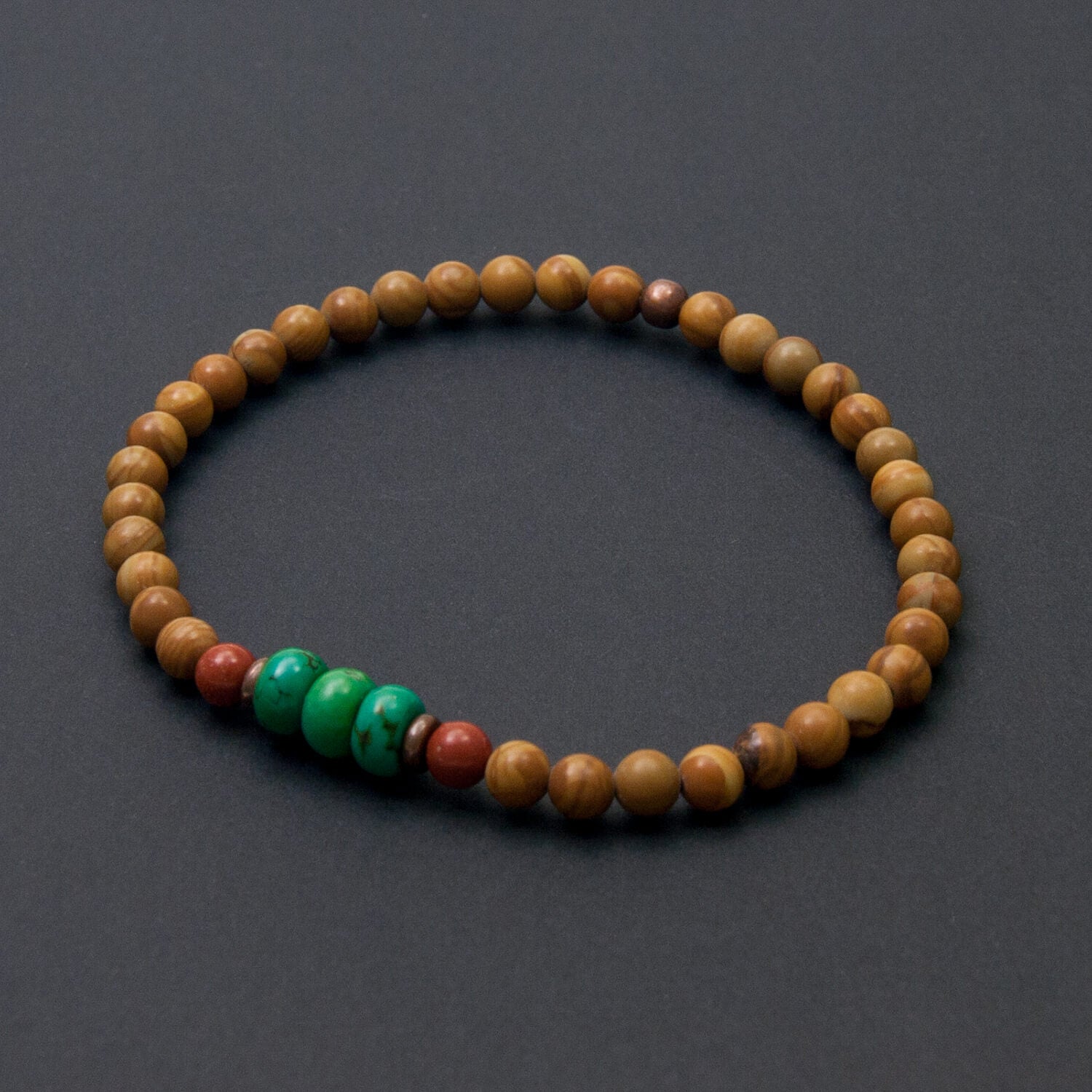 Sanctuary Bracelet, 4mm Jasper and Turquoise