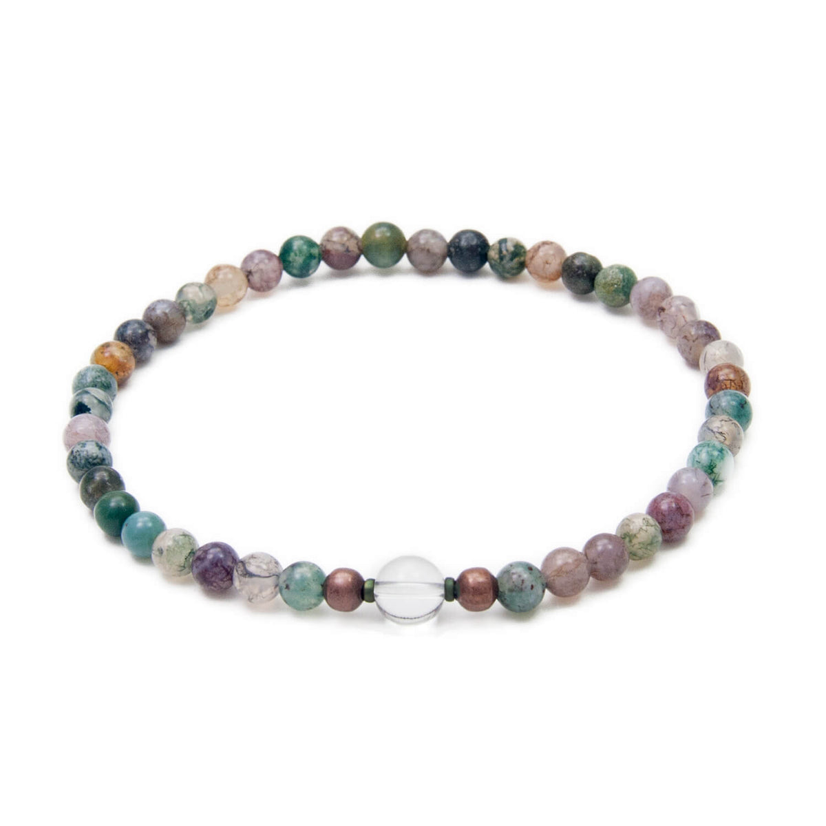 Grounded Bliss Tiny Mala Bracelet, Agate and Quartz