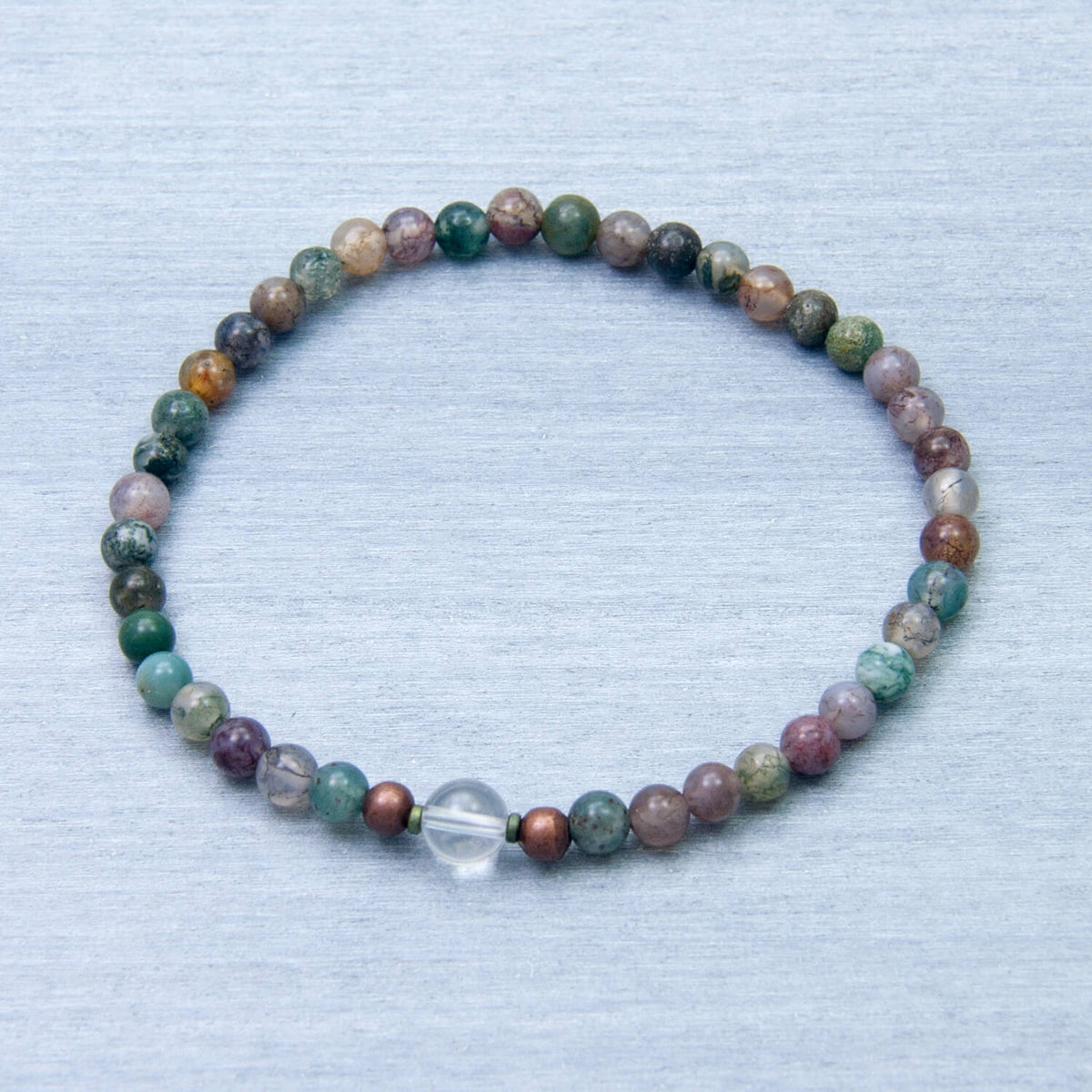 Grounded Bliss Tiny Mala Bracelet, Agate and Quartz