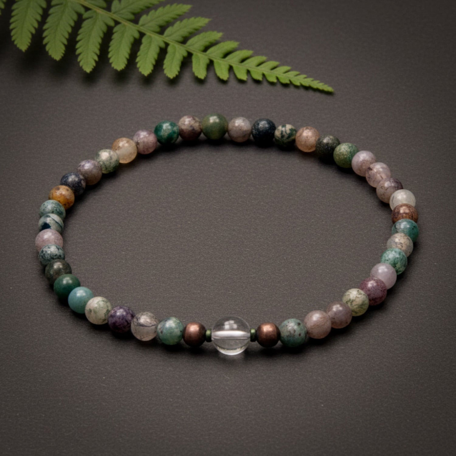 Grounded Bliss Tiny Mala Bracelet, Agate and Quartz