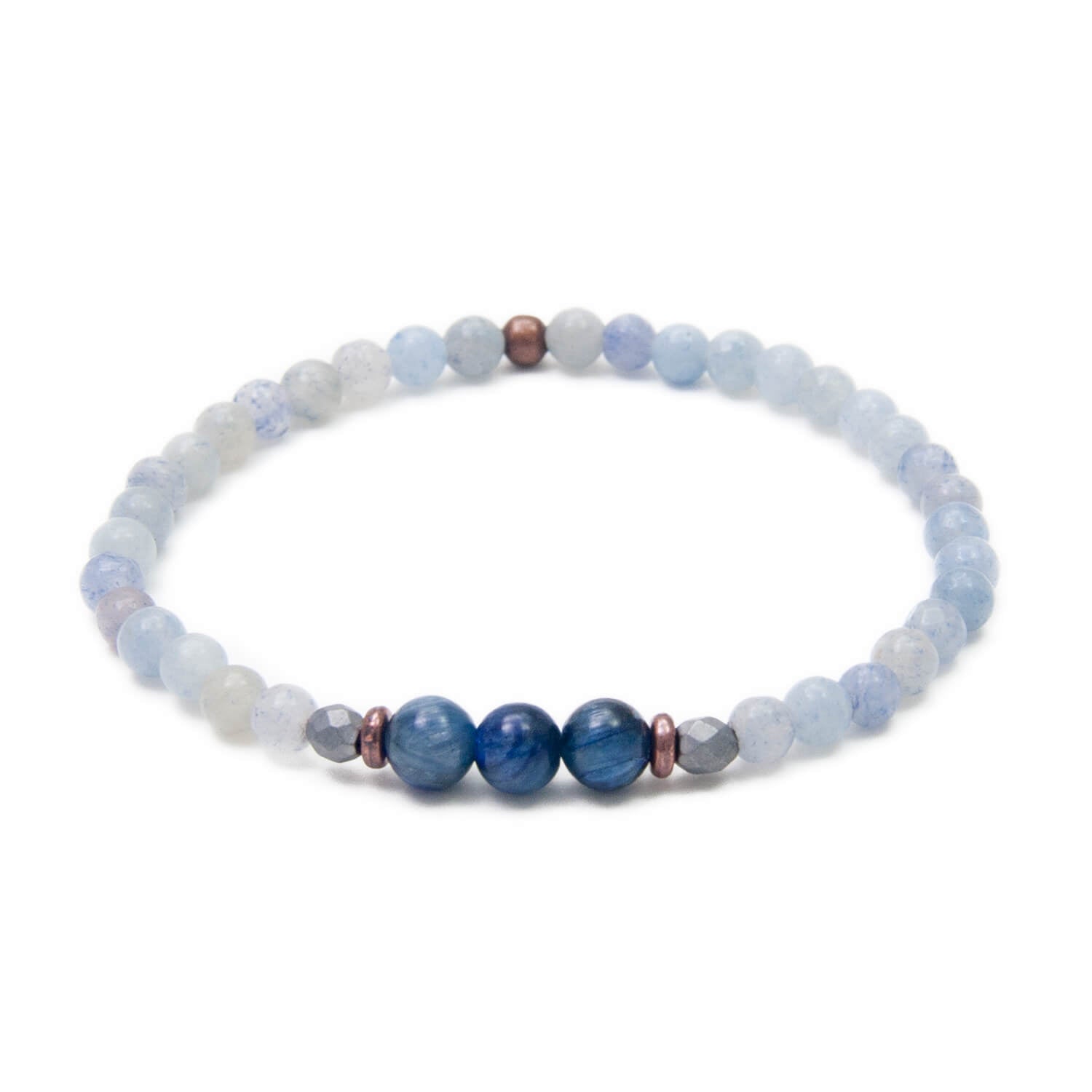 Kyanite and Aventurine Dainty Bracelet - Golden Lotus Mala