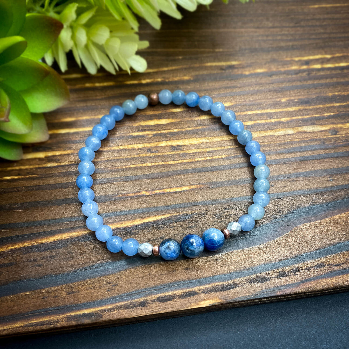 Kyanite Mala Beads & Bracelets - Golden Lotus Mala